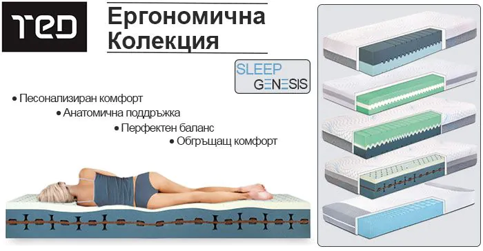 Sleep Genesis - иновативната колекция от матраци ТЕД 